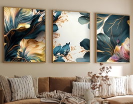 Wallity Cuadro Decorativo Enmarcado en MDF Multicolor (3 Piezas) 50 x 70 cm